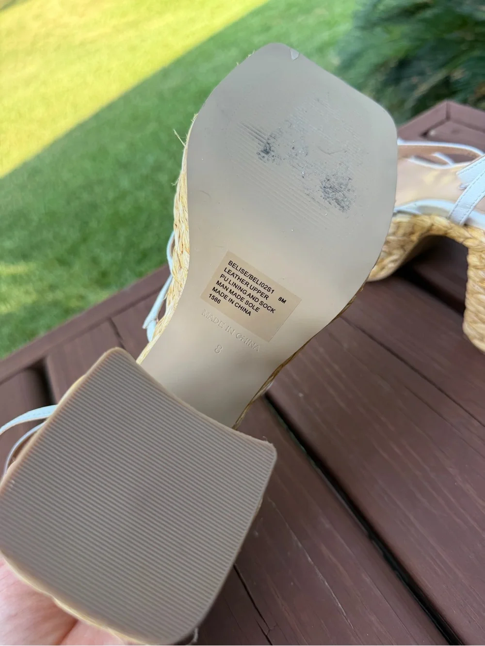 Steve Madden Belise White Leather Raffia Platform Heels 8 $130 Retail